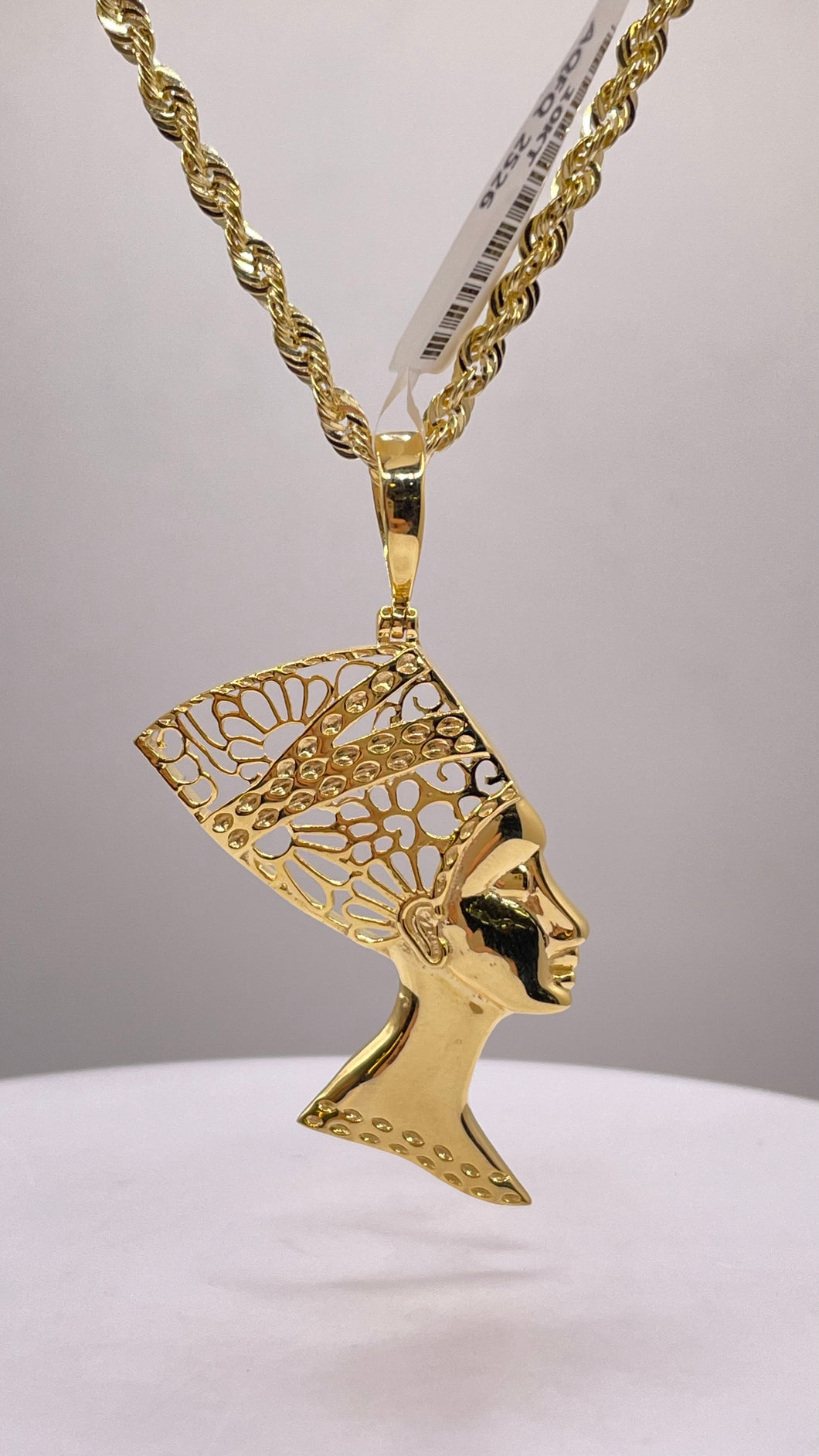 Egyptian Queen Nefertiti Pendant In 10 KT Yellow Gold