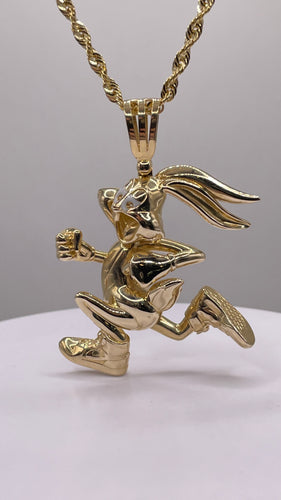 10 KT Yellow Gold Custom Bunny Pendant