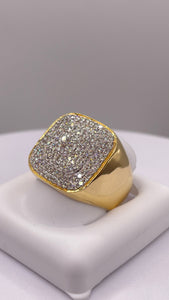 1.13 CT. Natural Diamond Men’s Square Ring In 14 KT Yellow Gold