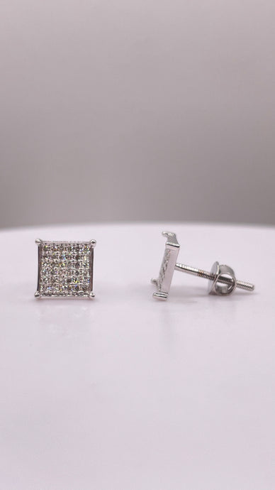 0.19 CT. Natural Diamond Square Shape Stud Earrings In 10 KT White Gold