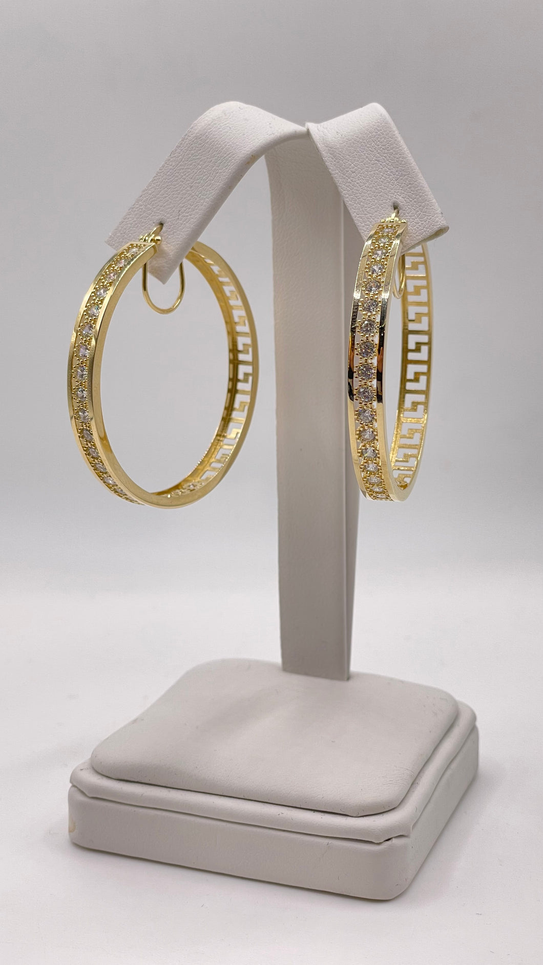 CZ Women’s Hoop Earrings In 14 KT Yellow Gold