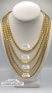 6mm 10 KT Yellow Gold Hollow Round Box Chain