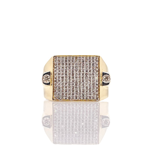 0.73 CT. Natural Diamond Square Shape Men’s Ring In 10 KT Yellow Gold
