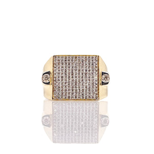 0.73 CT. Natural Diamond Square Shape Men’s Ring In 10 KT Yellow Gold