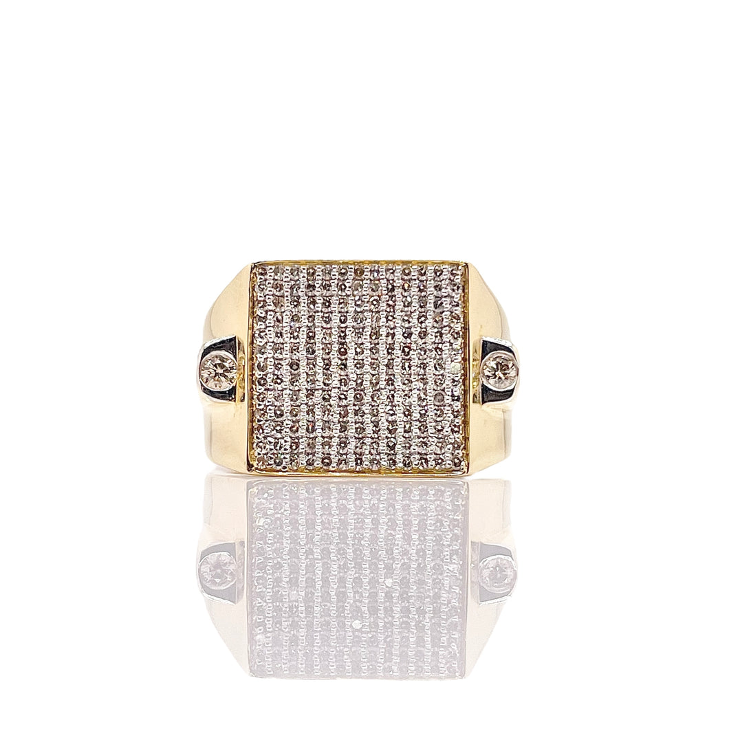 0.73 CT. Natural Diamond Square Shape Men’s Ring In 10 KT Yellow Gold