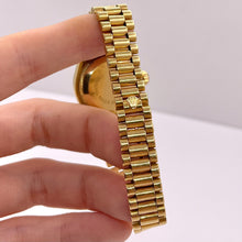 Load image into Gallery viewer, 26mm Women’s Presidential DateJust Rolex Watch With Champagne Diamond Dial In 18 KT Gold