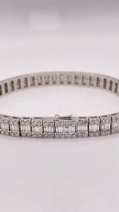 7.50 CT. Natural Baguette & Round Diamond Bracelet In 18 KT White Gold