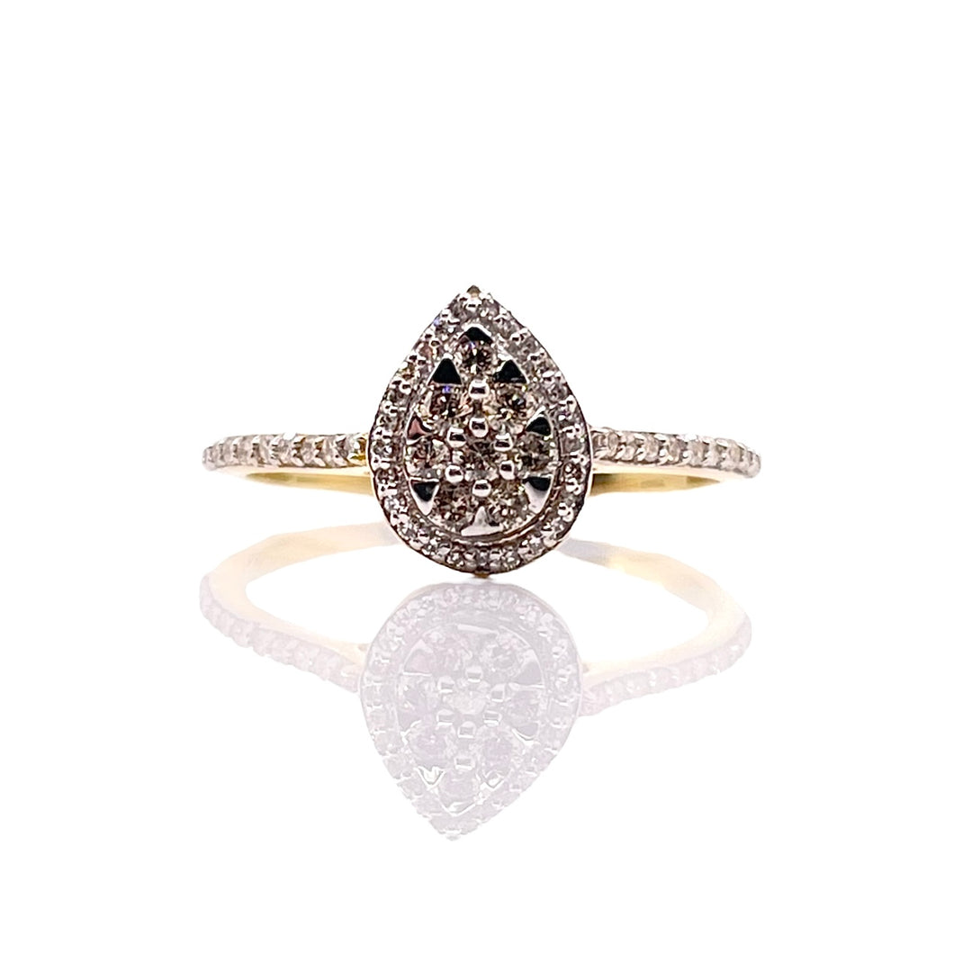 0.29 CT. Natural Diamond Pear Shape Women’s Ring In 10 KT Yellow Gold