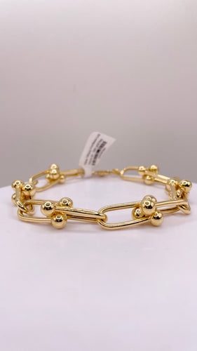 10mm Hardware Link Bracelet In 10 KT Yellow Gold