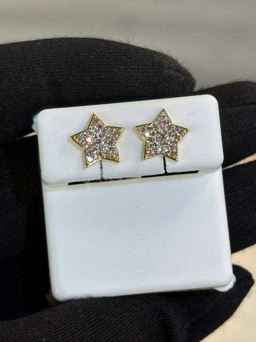 Gold & Diamond Star Earrings