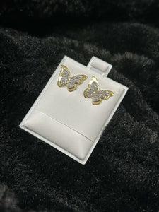 Gold & Diamond Butterfly Earrings