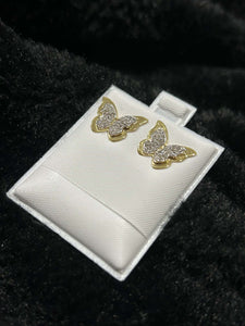 Gold & Diamond Butterfly Earrings