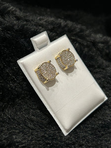 Gold & Diamond 3D Circle Earrings