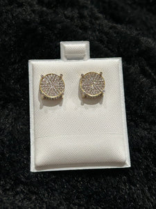 Gold & Diamond 3D Circle Earrings