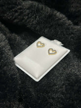 Load image into Gallery viewer, Gold &amp; Diamond Heart Earrings