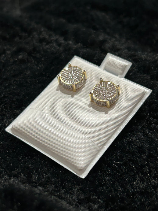 Gold & Diamond 3D Circle Earrings